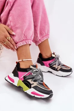 Outlet Boto Sneakersy Buty Sportowe Damskie Z Podwójnym Sznurowaniem Czarne Efobell