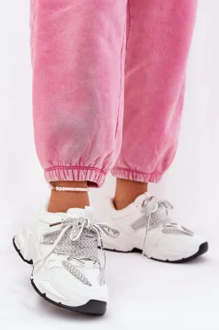 Boto Sneakersy Buty Sportowe Damskie Z Podwójnym Sznurowaniem Białe Efobell Biały