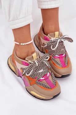 Buty Sportowe Na Platformie|Sneakersy Damskie></noscript>Boto Sneakersy Buty Sportowe Damskie Z Podwójnym Sznurowaniem Khaki Efobell