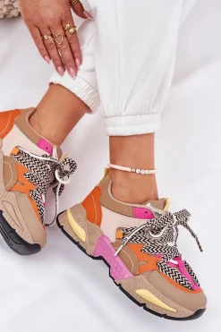 Buty Sportowe Na Platformie|Sneakersy Damskie></noscript>Boto Sneakersy Buty Sportowe Damskie Z Podwójnym Sznurowaniem Khaki Efobell
