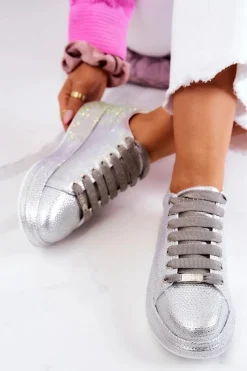 Sneakersy Buty Sportowe Dżety JJ2N4048 Srebrne Damskie Sneakersy Damskie