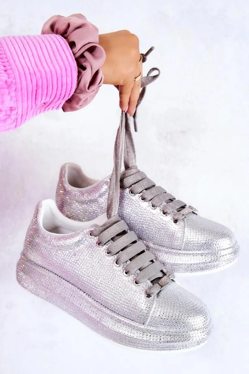 Sneakersy Buty Sportowe Dżety JJ2N4048 Srebrne Damskie Sneakersy Damskie