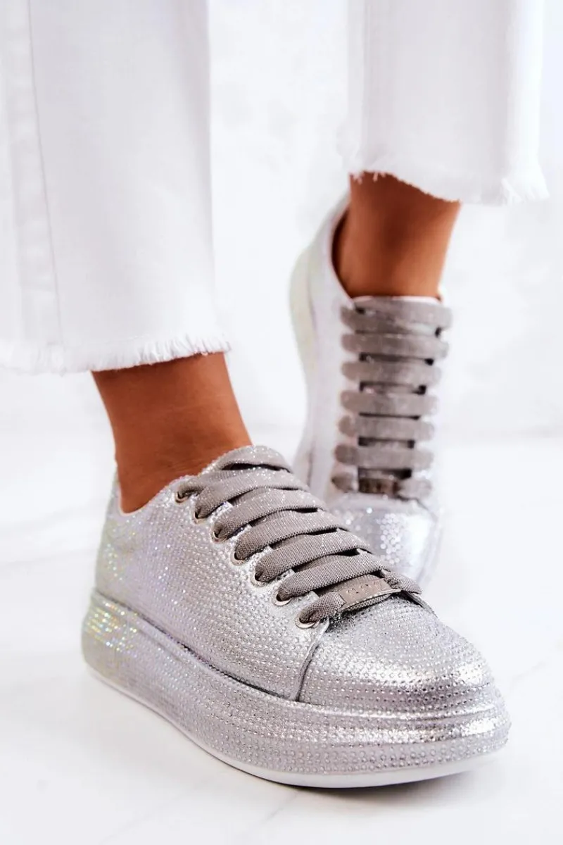 Sneakersy Buty Sportowe Dżety JJ2N4048 Srebrne Damskie Sneakersy Damskie