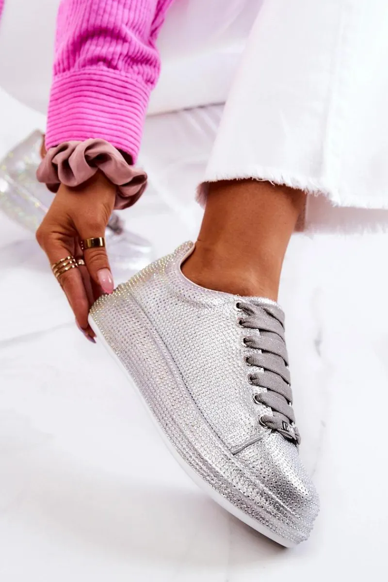 Sneakersy Buty Sportowe Dżety JJ2N4048 Srebrne Damskie Sneakersy Damskie
