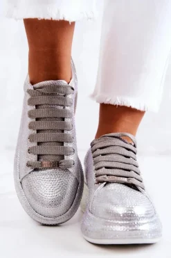 Sneakersy Buty Sportowe Dżety JJ2N4048 Srebrne Damskie Sneakersy Damskie