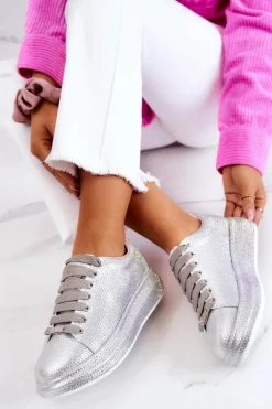 Sneakersy Buty Sportowe Dżety JJ2N4048 Srebrne Damskie Sneakersy Damskie