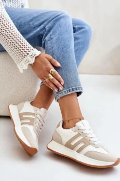 Online Boto Sneakersy Buty Sportowe Na Platformie Damskie Beżowe Thari