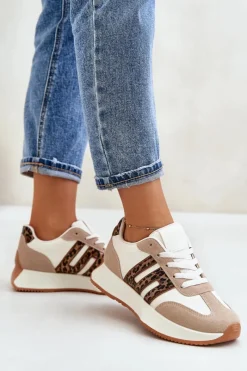 Buty Sportowe Na Platformie|Sneakersy Damskie></noscript>Boto Sneakersy Buty Sportowe Na Platformie Panterka Damskie Beżowe Thari