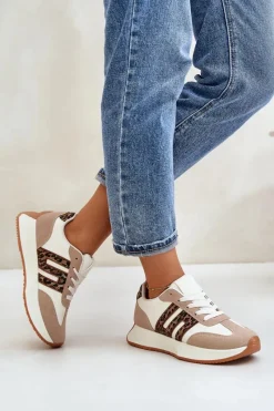 Buty Sportowe Na Platformie|Sneakersy Damskie></noscript>Boto Sneakersy Buty Sportowe Na Platformie Panterka Damskie Beżowe Thari