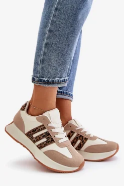 Buty Sportowe Na Platformie|Sneakersy Damskie></noscript>Boto Sneakersy Buty Sportowe Na Platformie Panterka Damskie Beżowe Thari