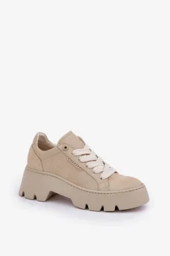 Clearance Sneakersy Buty Sportowe Na Platformie 4632 Złote Damskie Buty Sportowe Na Platformie