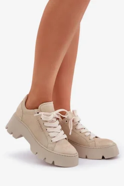 Clearance Sneakersy Buty Sportowe Na Platformie 4632 Złote Damskie Buty Sportowe Na Platformie