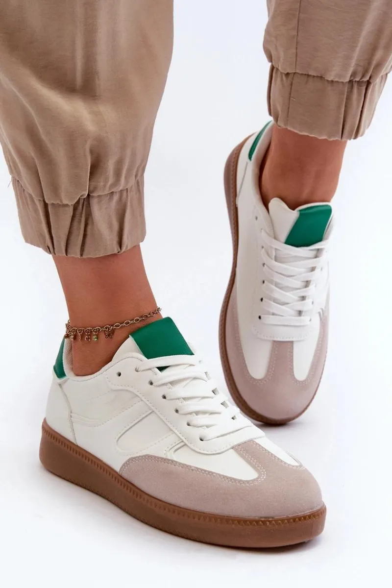 Sneakersy Damskie>Boto Sneakersy Buty Sportowe Niskie Damskie Białe Uvetta