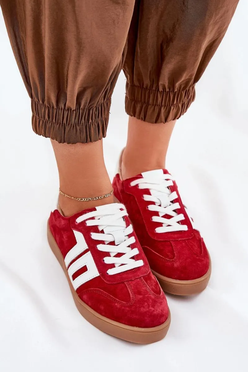 Sale Buty damskie Vinceza Sneakersy Buty Sportowe Zamszowe Vinceza 79517 Czerwone Czerwony