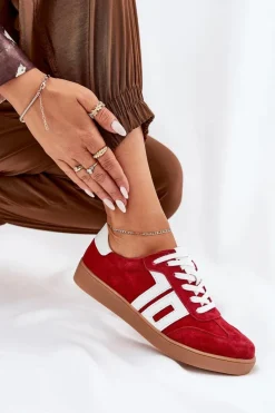 Sale Buty damskie Vinceza Sneakersy Buty Sportowe Zamszowe Vinceza 79517 Czerwone Czerwony