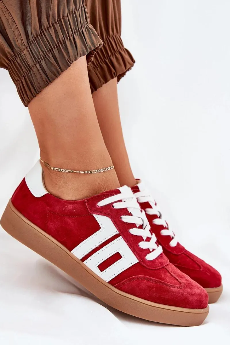 Sale Buty damskie Vinceza Sneakersy Buty Sportowe Zamszowe Vinceza 79517 Czerwone Czerwony