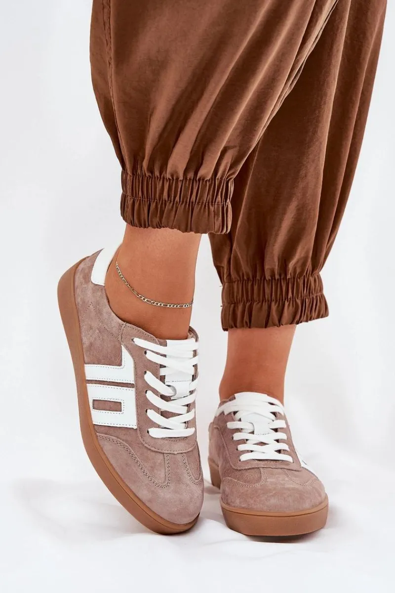 Sneakersy Damskie>Buty damskie Vinceza Sneakersy Buty Sportowe Zamszowe Vinceza 79517 Beżowe Beżowy