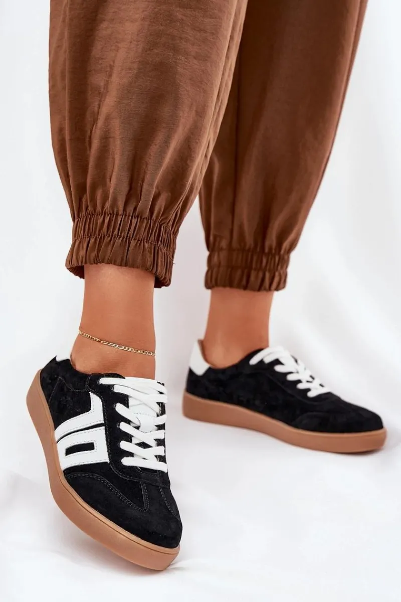 Sneakersy Damskie>Buty damskie Vinceza Sneakersy Buty Sportowe Zamszowe Vinceza 79517 Czarne Czarny