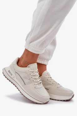 Best Big Star Shoes Sneakersy Damskie Big Star NN274A088 Jasnobeżowe Beżowy