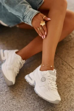 Hot Sneakersy Damskie Big Star RR274A191 Białe Damskie Buty Sportowe Na Platformie|Buty Sportowe Big Star