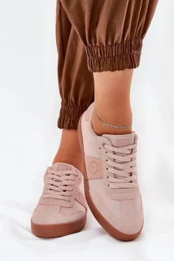 Outlet Big Star Shoes Sneakersy Damskie Big Star RR274373 Różowe Różowy