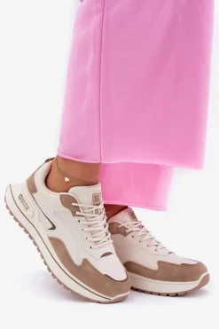 Big Star Shoes Sneakersy Damskie Big Star RR274A216 HI-POLY SYSTEM Beżowe Beżowy