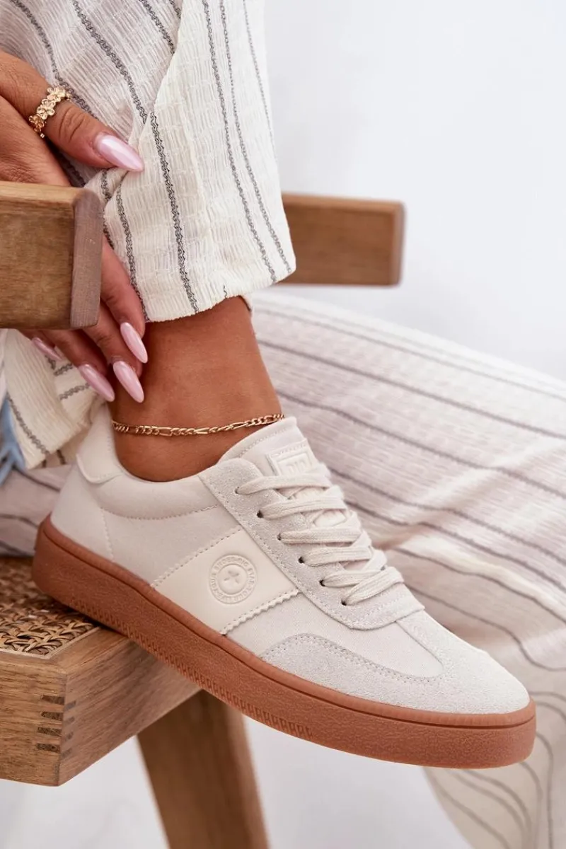 Sneakersy Damskie Big Star RR274806 Beżowe Damskie Buty Sportowe Big Star|Sneakersy Damskie