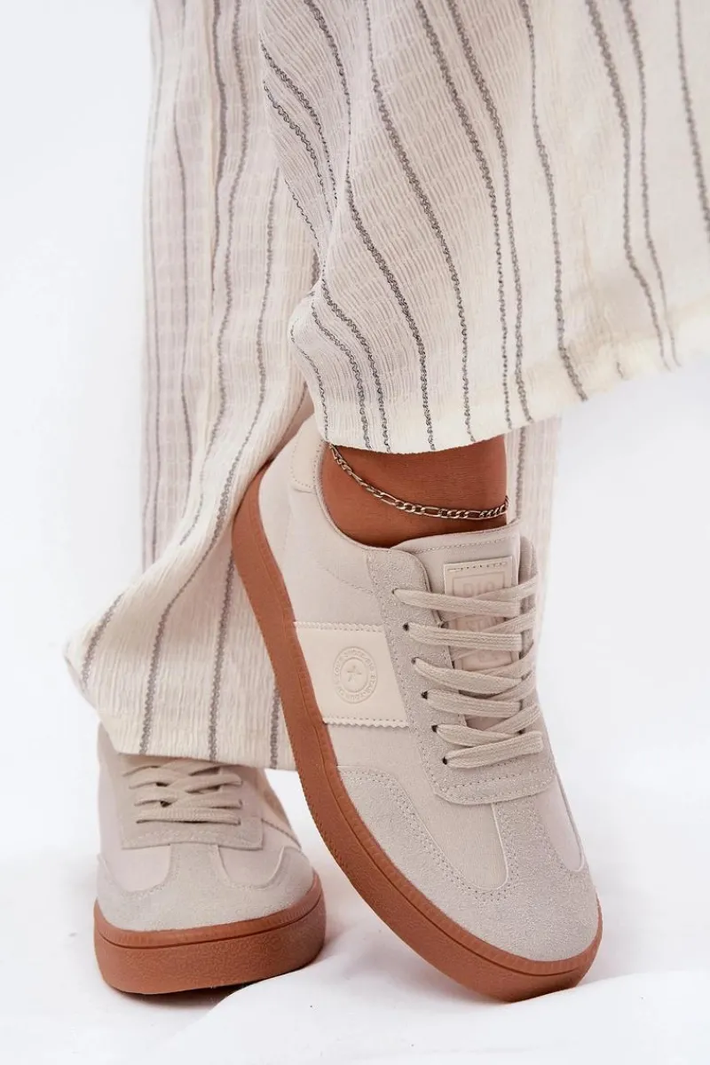 Sneakersy Damskie Big Star RR274806 Beżowe Damskie Buty Sportowe Big Star|Sneakersy Damskie