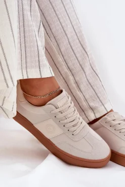 Sneakersy Damskie Big Star RR274806 Beżowe Damskie Buty Sportowe Big Star|Sneakersy Damskie