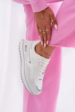 Best Sneakersy Damskie Big Star RR274A213 HI-POLY SYSTEM Białe Damskie Buty Sportowe Big Star|Sneakersy Damskie