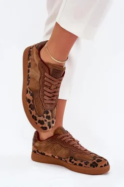 Discount Sneakersy Damskie SS2D4017 Panterka Damskie Buty Sportowe Na Platformie|Sneakersy Damskie