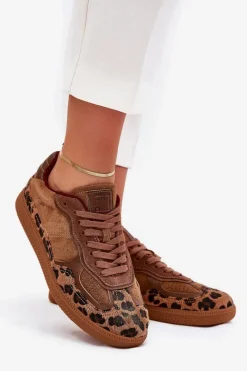 Discount Sneakersy Damskie SS2D4017 Panterka Damskie Buty Sportowe Na Platformie|Sneakersy Damskie