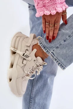 Sneakersy Damskie></noscript>GOE Sneakersy Damskie NN2N4041 Beżowe