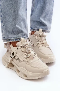 Sneakersy Damskie></noscript>GOE Sneakersy Damskie NN2N4041 Beżowe