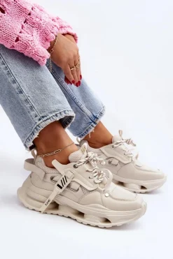 Sneakersy Damskie></noscript>GOE Sneakersy Damskie NN2N4041 Beżowe
