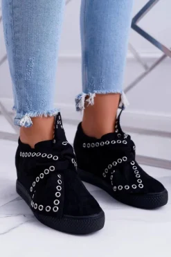 Sneakersy Damskie>Boto Sneakersy damskie Koturny LU BOO Czarne Margo