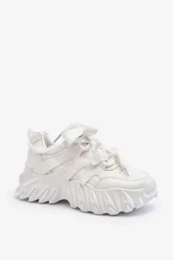 Sneakersy Damskie>Boto Sneakersy Damskie Na Masywnej Podeszwie Białe Ellerai