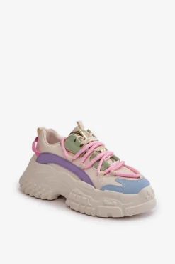 Sale Boto Sneakersy Damskie Na Masywnej Podeszwie Multikolor Nevela Wielokolorowy