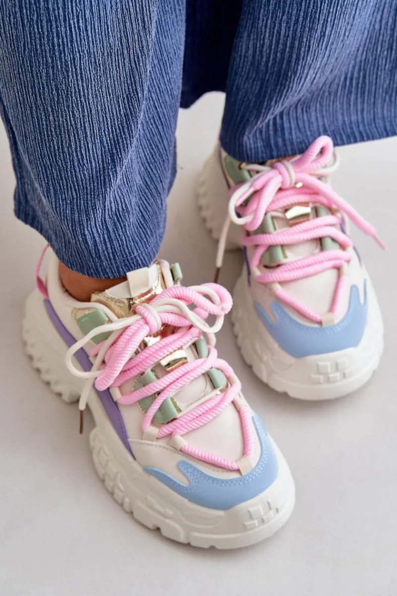 Sale Boto Sneakersy Damskie Na Masywnej Podeszwie Multikolor Nevela Wielokolorowy