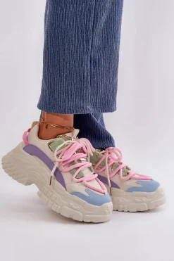 Sale Boto Sneakersy Damskie Na Masywnej Podeszwie Multikolor Nevela Wielokolorowy