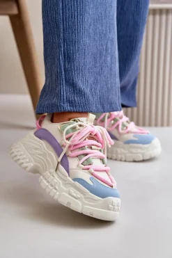 Sale Boto Sneakersy Damskie Na Masywnej Podeszwie Multikolor Nevela Wielokolorowy