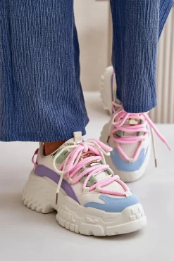 Sale Boto Sneakersy Damskie Na Masywnej Podeszwie Multikolor Nevela Wielokolorowy