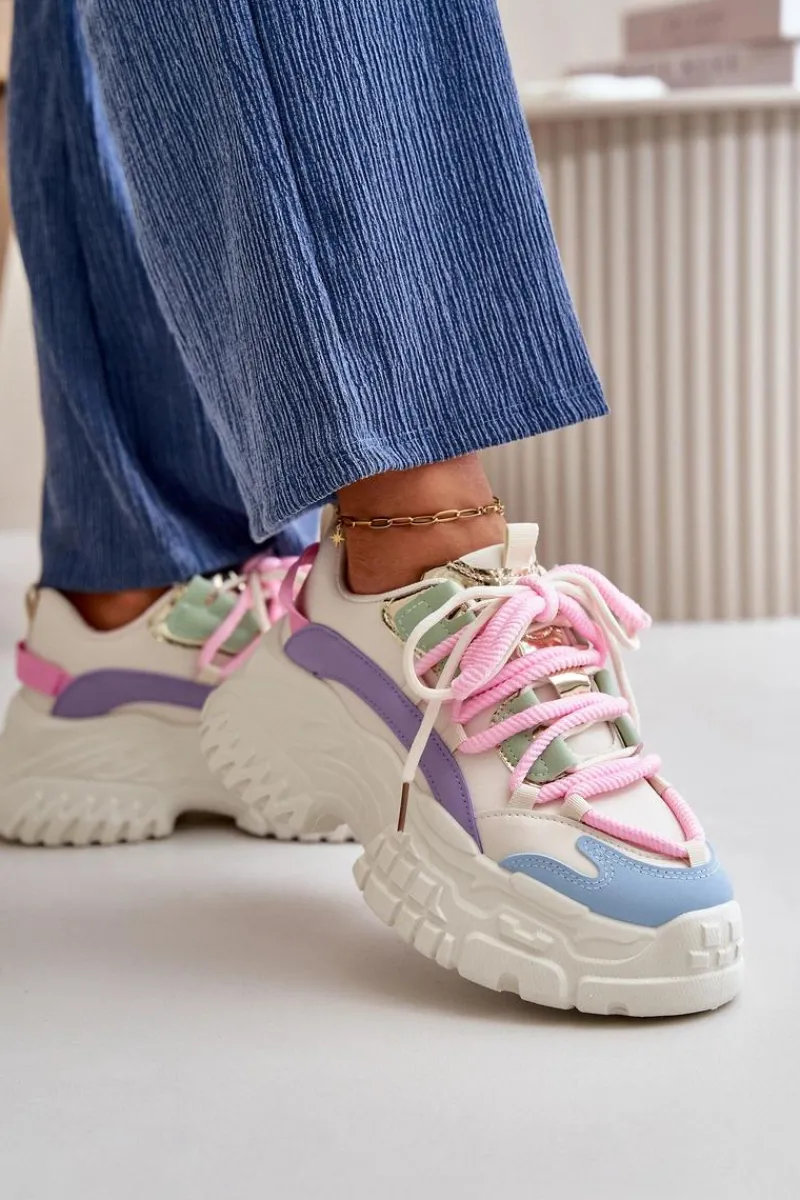 Sale Boto Sneakersy Damskie Na Masywnej Podeszwie Multikolor Nevela Wielokolorowy
