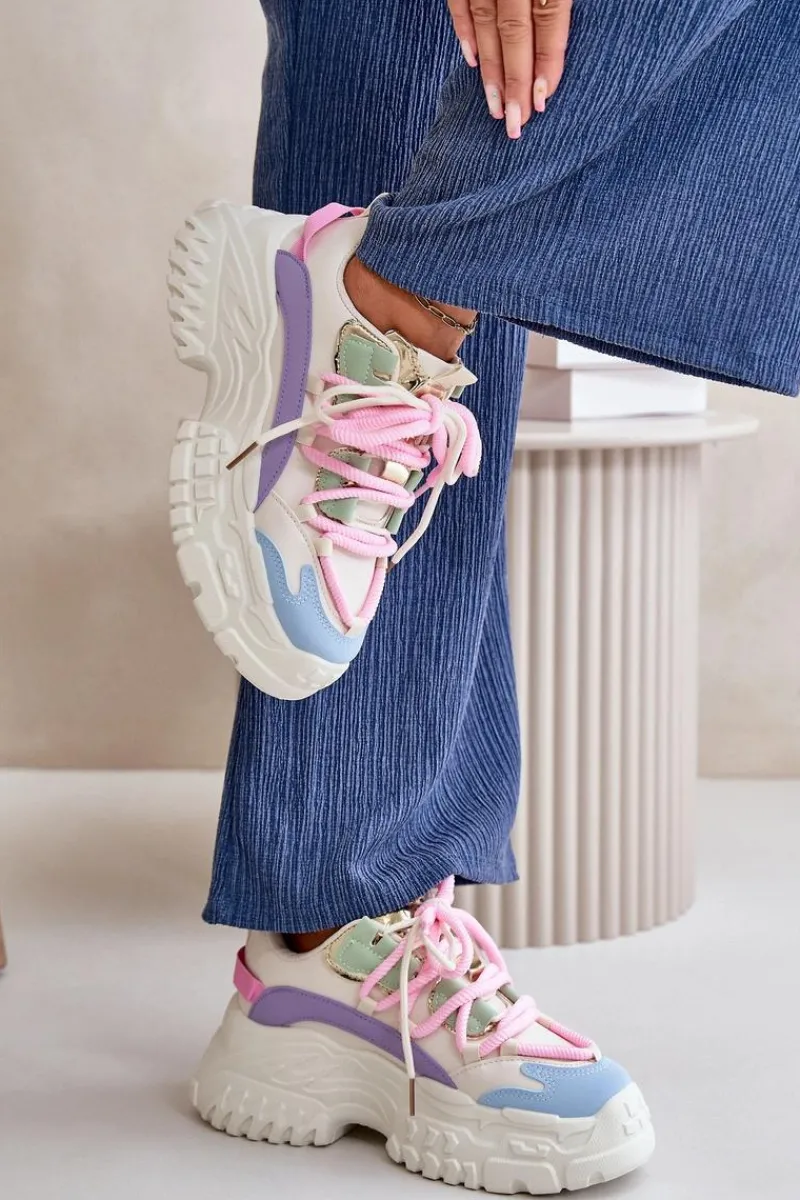 Sale Boto Sneakersy Damskie Na Masywnej Podeszwie Multikolor Nevela Wielokolorowy