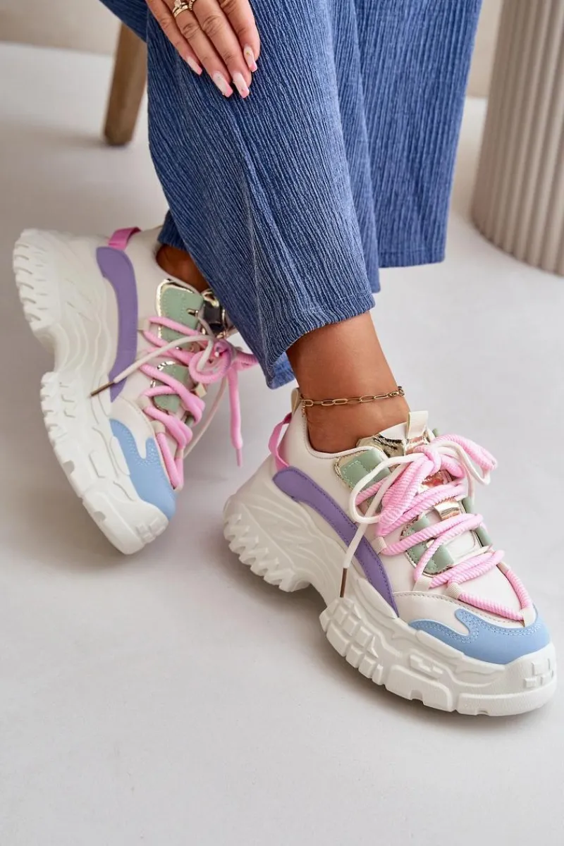 Sale Boto Sneakersy Damskie Na Masywnej Podeszwie Multikolor Nevela Wielokolorowy