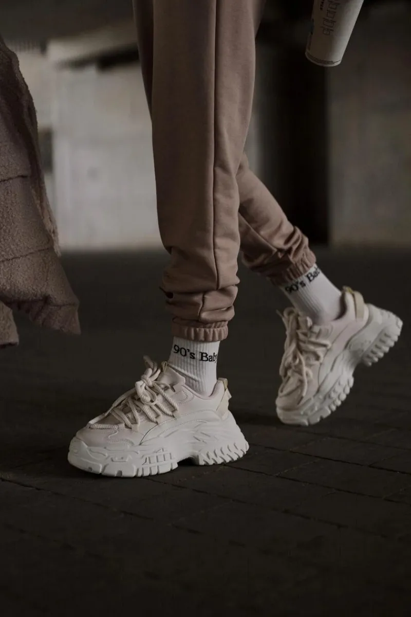 Sale Boto Sneakersy Damskie Na Masywnej Podeszwie Jasnobeżowe Nevela Beżowy