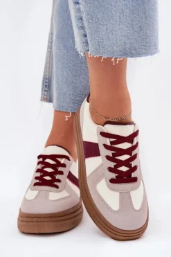 Best Boto Sneakersy Damskie Na Platformie Bordowe Dovina