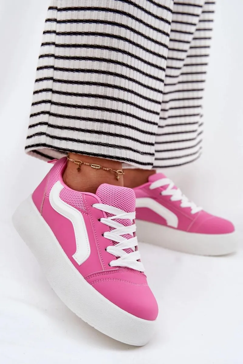 Hot Sneakersy Damskie Na Platformie Fuksja Tellnira Damskie Buty Sportowe Na Platformie|Sneakersy Damskie