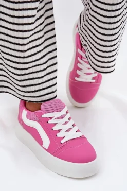 Hot Sneakersy Damskie Na Platformie Fuksja Tellnira Damskie Buty Sportowe Na Platformie|Sneakersy Damskie