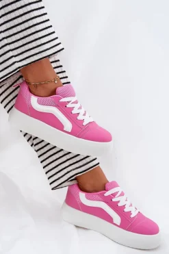 Hot Sneakersy Damskie Na Platformie Fuksja Tellnira Damskie Buty Sportowe Na Platformie|Sneakersy Damskie